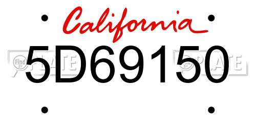 5D69150 California License Plate