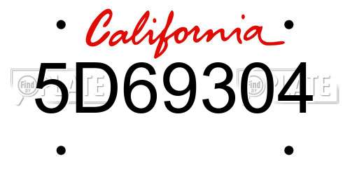 5D69304 California License Plate