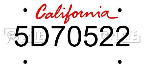 5D70522 California License Plate
