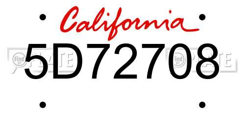 5D72708 California License Plate