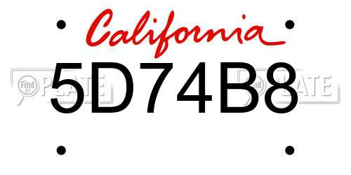 5D74B8 California License Plate