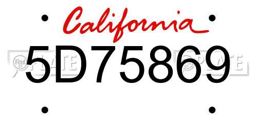 5D75869 California License Plate