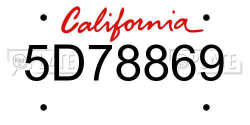 5D78869 California License Plate