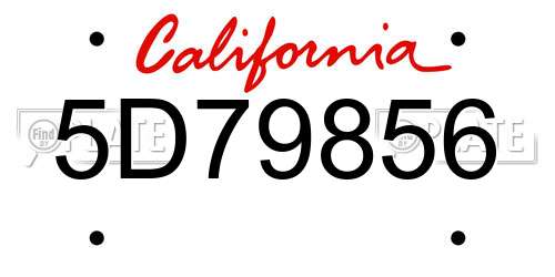5D79856 California License Plate