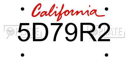5D79R2 California License Plate