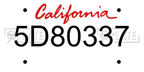 5D80337 California License Plate