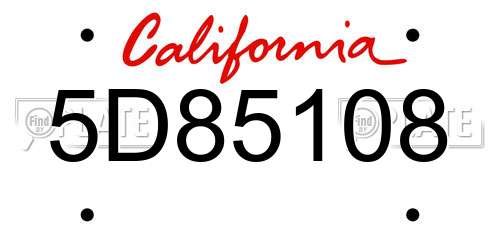 5D85108 California License Plate