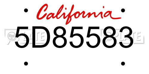 5D85583 California License Plate