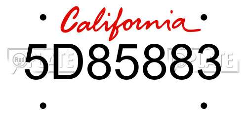 5D85883 California License Plate