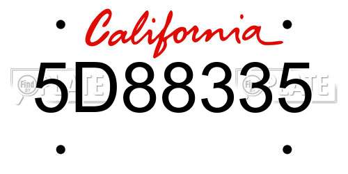 5D88335 California License Plate