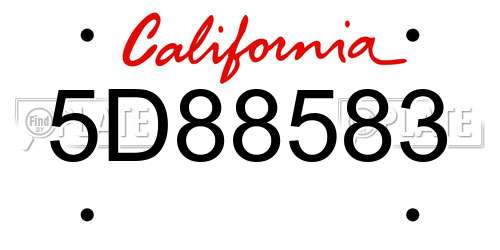 5D88583 California License Plate