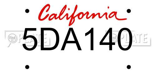 5DA140 California License Plate