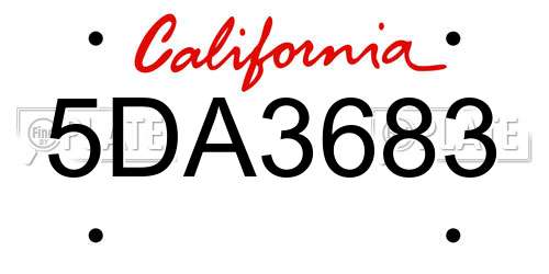 5DA3683 California License Plate