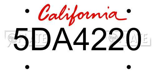 5DA4220 California License Plate