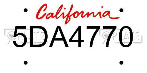 5DA4770 California License Plate