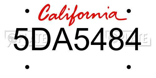 5DA5484 California License Plate