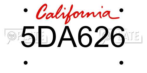 5DA626 California License Plate