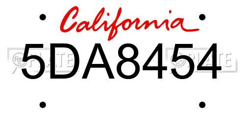 5DA8454 California License Plate