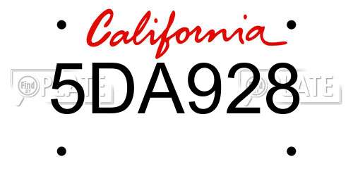 5DA928 California License Plate