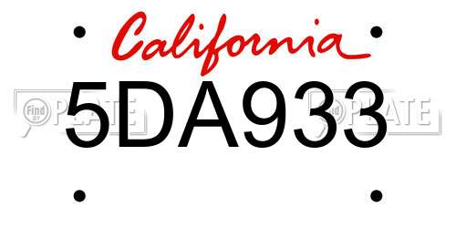 5DA933 California License Plate