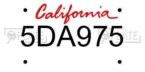 5DA975 California License Plate
