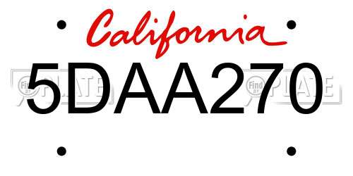 5DAA270 California License Plate