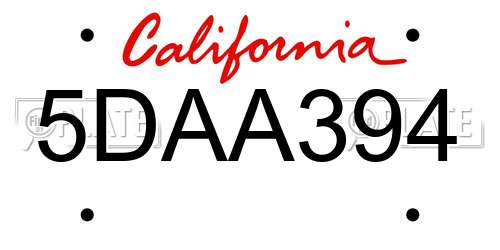 5DAA394 California License Plate