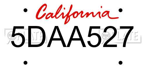 5DAA527 California License Plate