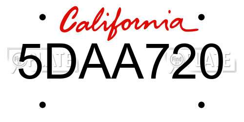 5DAA720 California License Plate