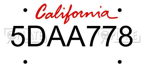 5DAA778 California License Plate