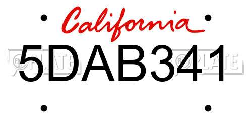 5DAB341 California License Plate