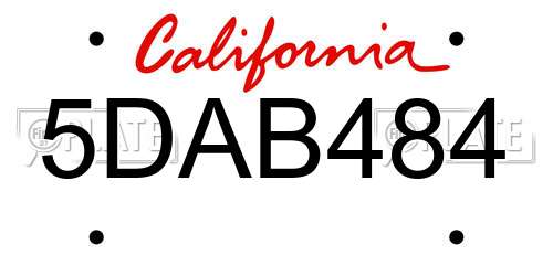 5DAB484 California License Plate