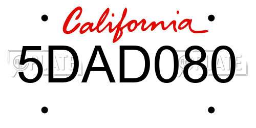 5DAD080 California License Plate
