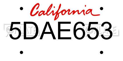 5DAE653 California License Plate