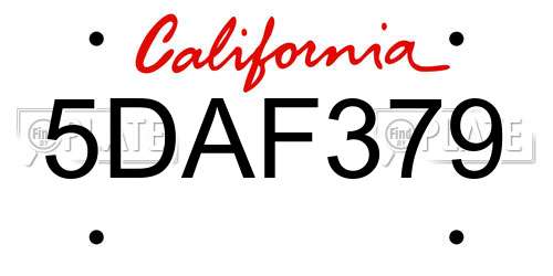 5DAF379 California License Plate