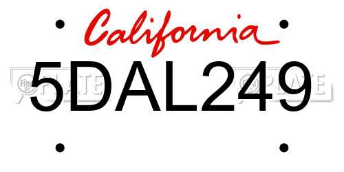 5DAL249 California License Plate