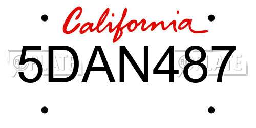 5DAN487 California License Plate