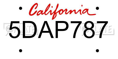 5DAP787 California License Plate