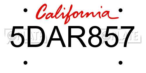 5DAR857 California License Plate