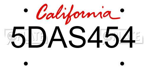5DAS454 California License Plate