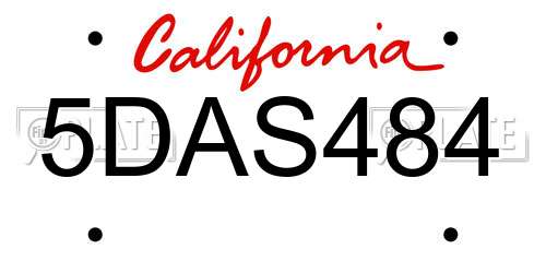 5DAS484 California License Plate