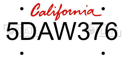 5DAW376 California License Plate