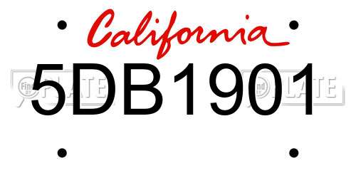 5DB1901 California License Plate