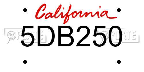 5DB250 California License Plate