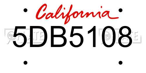 5DB5108 California License Plate