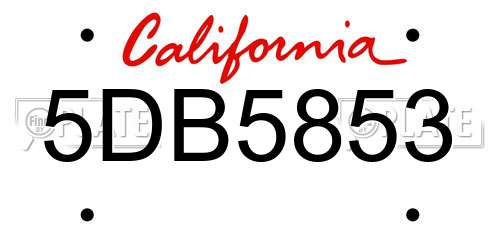 5DB5853 California License Plate