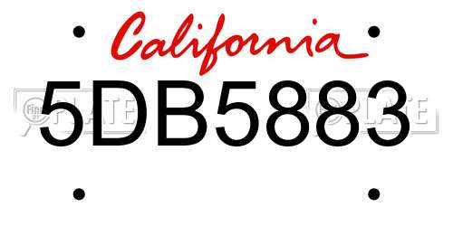 5DB5883 California License Plate