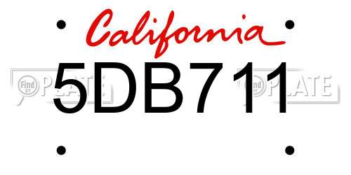 5DB711 California License Plate