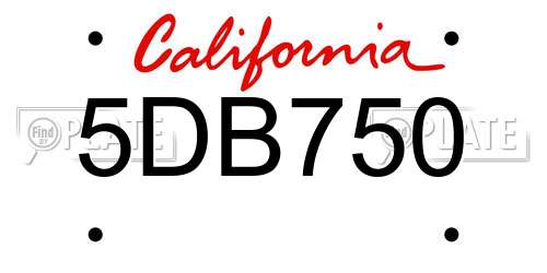5DB750 California License Plate