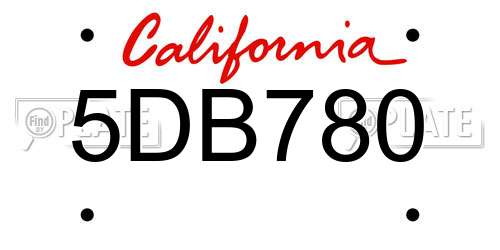 5DB780 California License Plate